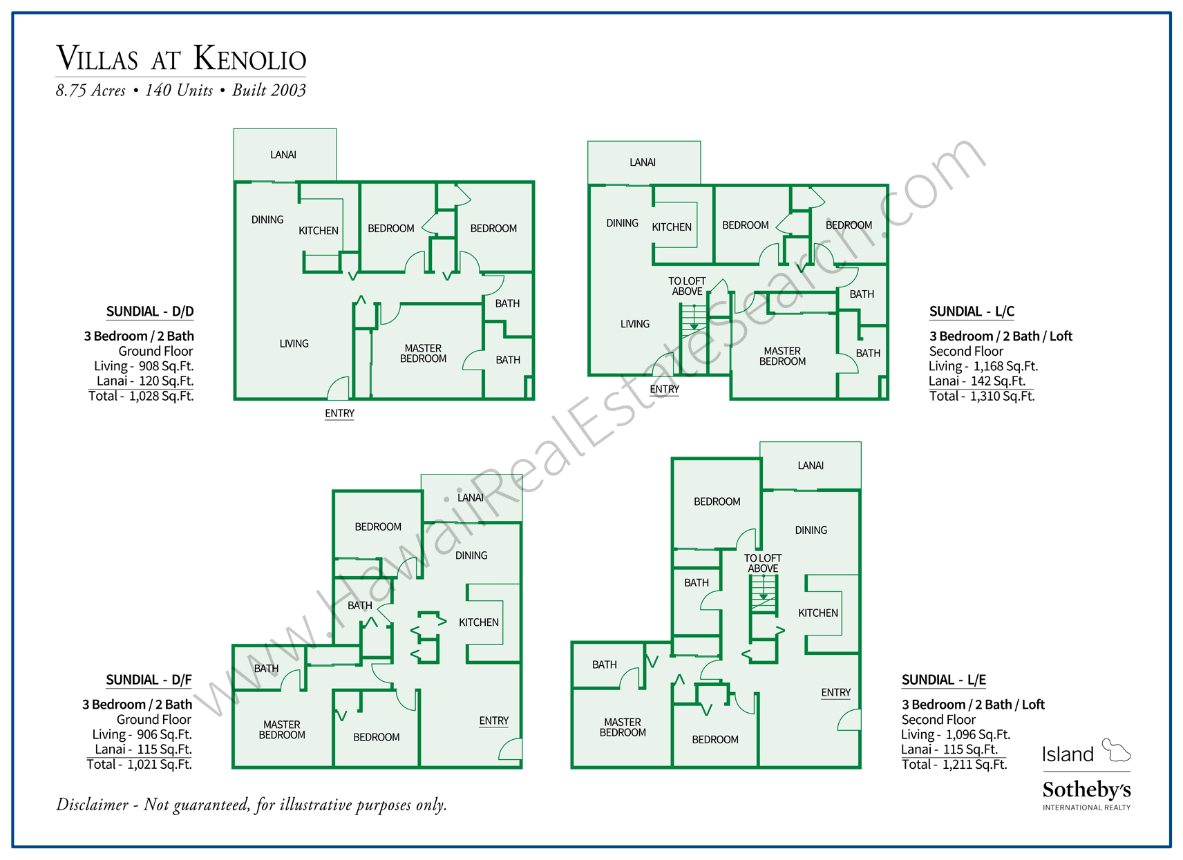 Floor Plans for Villas at Kenolio